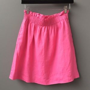 J crew hot pink city mini in linen skirt !!!